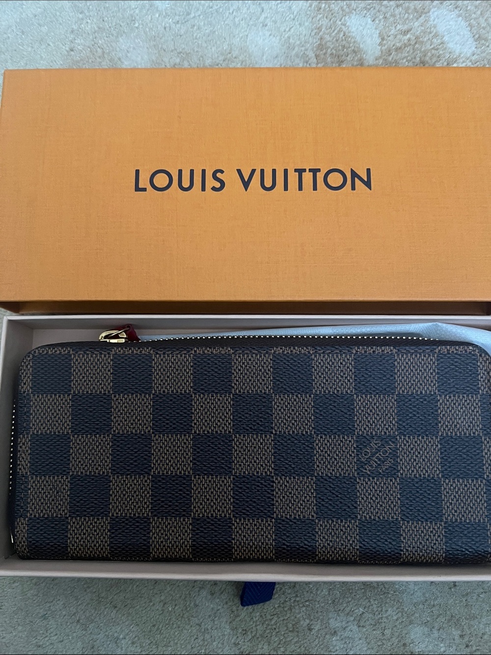 Louis Vuitton Damier Ebene Zip Around Card & Key Holder - Brown